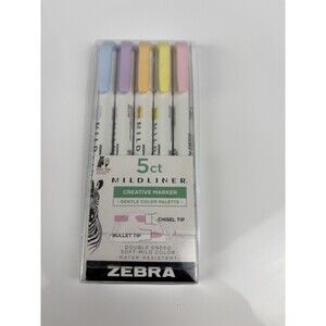 Zebra Mildliner 5ct Creative Marker - Gentle Color Palette - Double Ended New